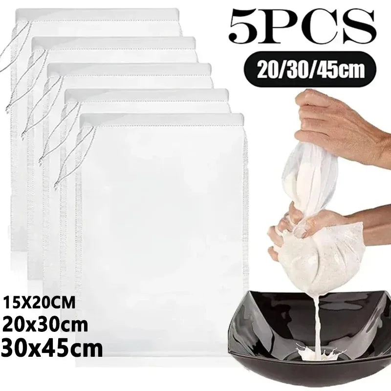 1/5Pcs Reusable Nut Milk Bags